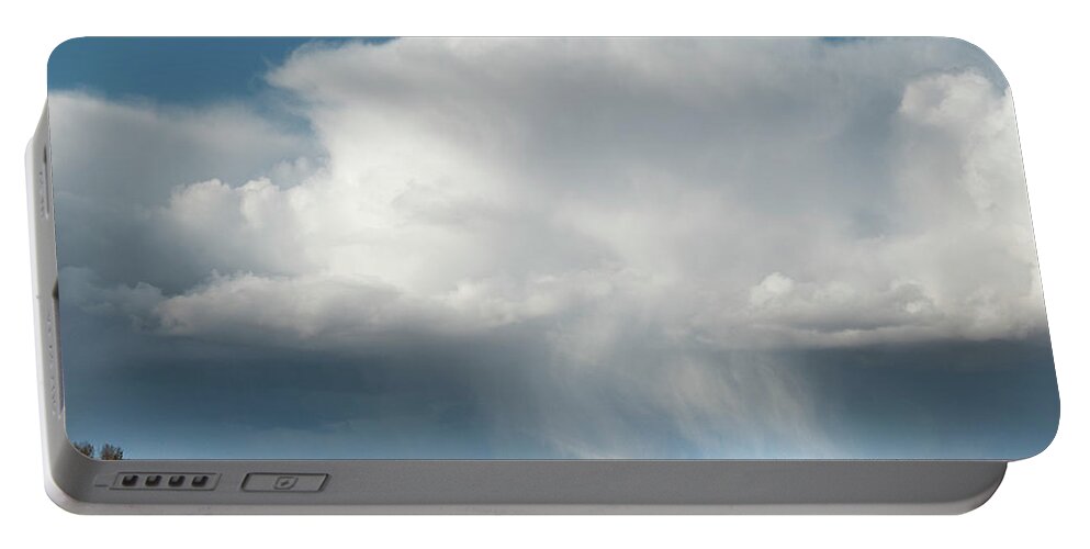 Storm Portable Battery Charger featuring the photograph Alberta prairie storm by Karen Rispin