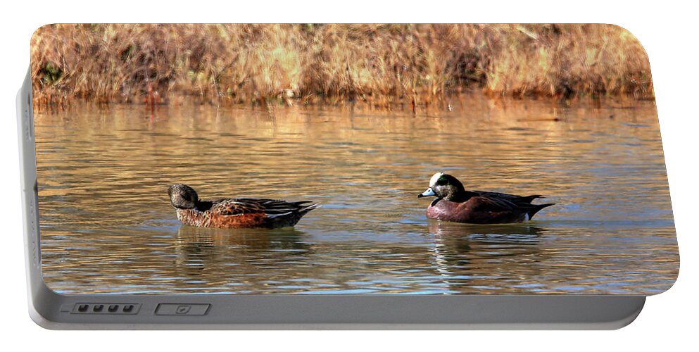 Duck Portable Battery Charger featuring the photograph American Wigeon Pair by Robert Harris