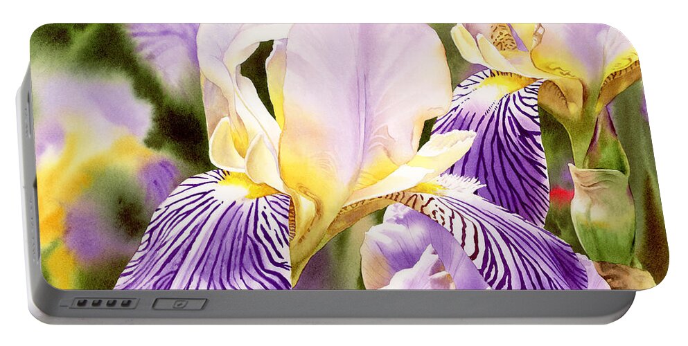 Iris Portable Battery Charger featuring the painting Amethyst Iris by Espero Art