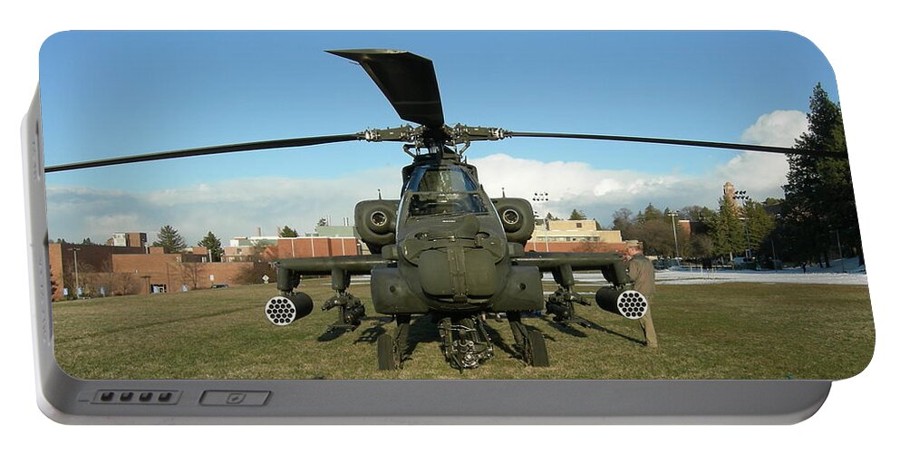 Helicopter Portable Battery Charger featuring the photograph Apache helicopter #1 by Jean Evans