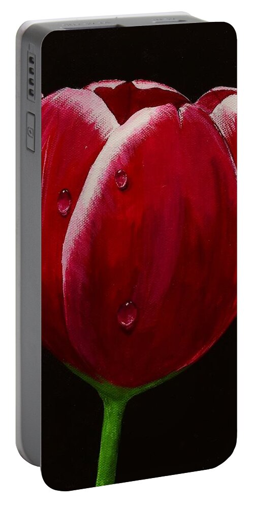Tulip Portable Battery Charger featuring the painting April Showers #1 by Jimmy Chuck Smith