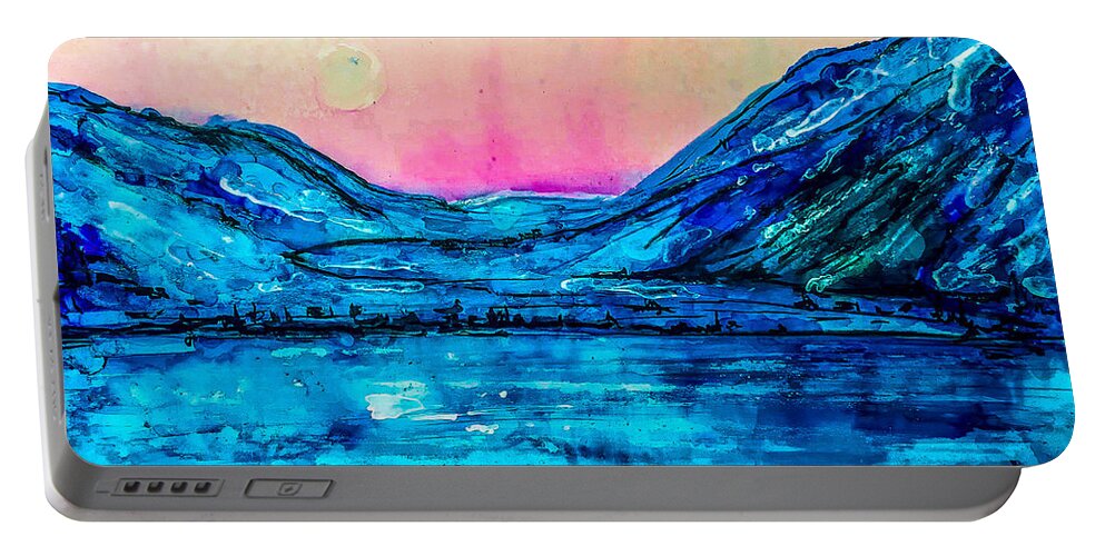 Moonrise Portable Battery Charger featuring the mixed media Arctic Moonrise HDR #1 by Eileen Backman