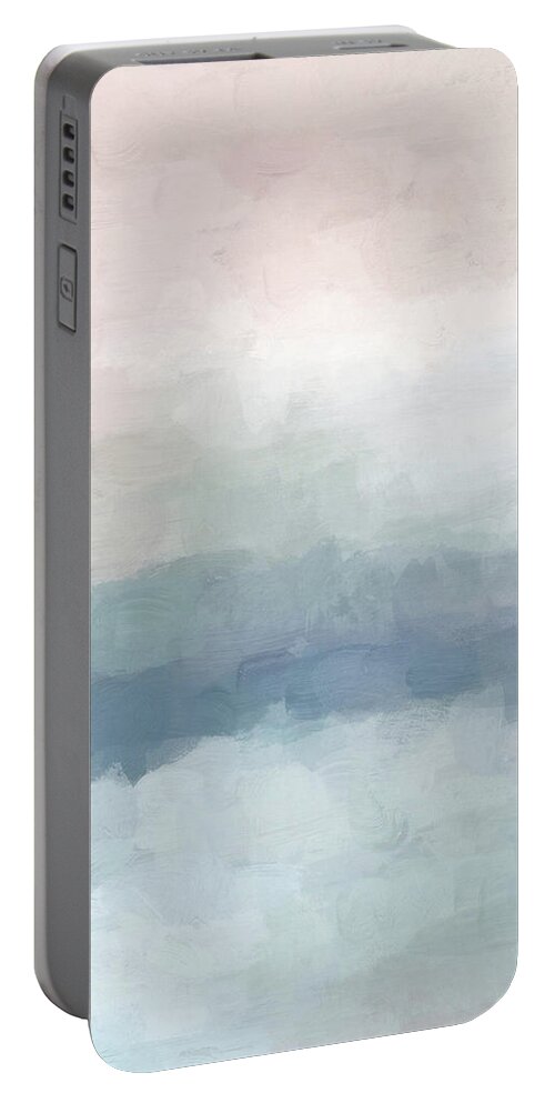 Blush Pink Portable Battery Charger featuring the painting Atlantic Ocean Sunrise III by Rachel Elise