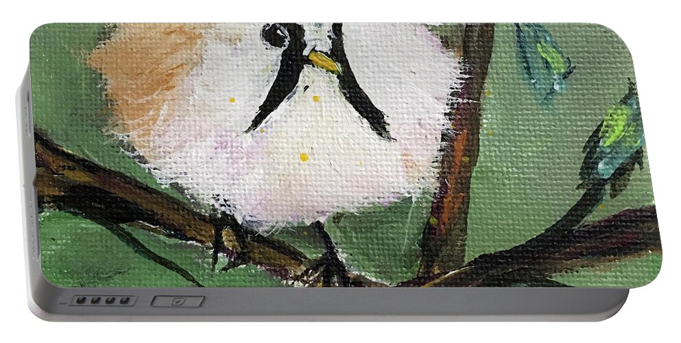 Bearded Tit Portable Battery Charger featuring the painting Bearded Tit by Roxy Rich
