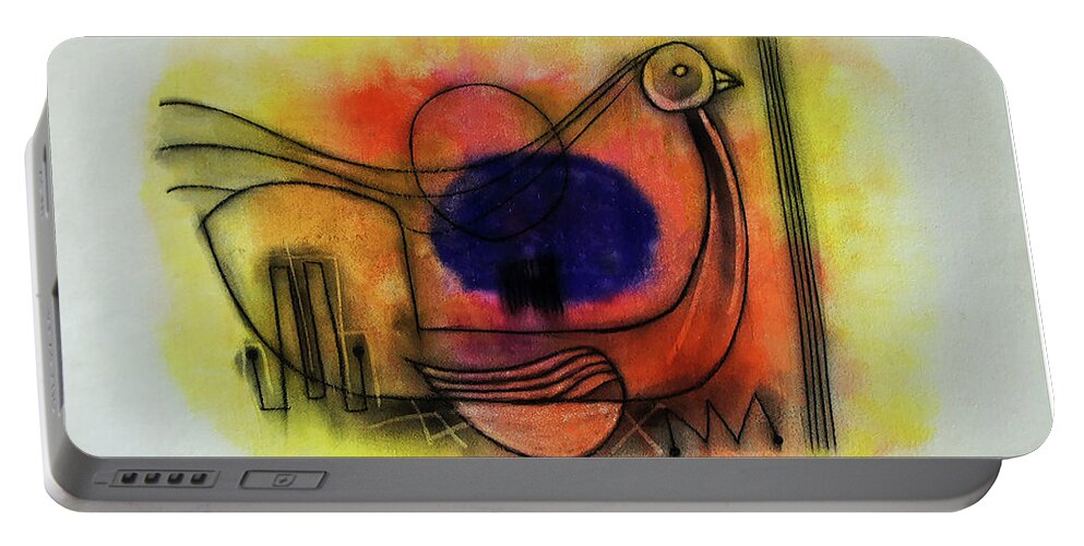 Abstract Portable Battery Charger featuring the painting Bird Of Spirit by Winston Saoli 1950-1995