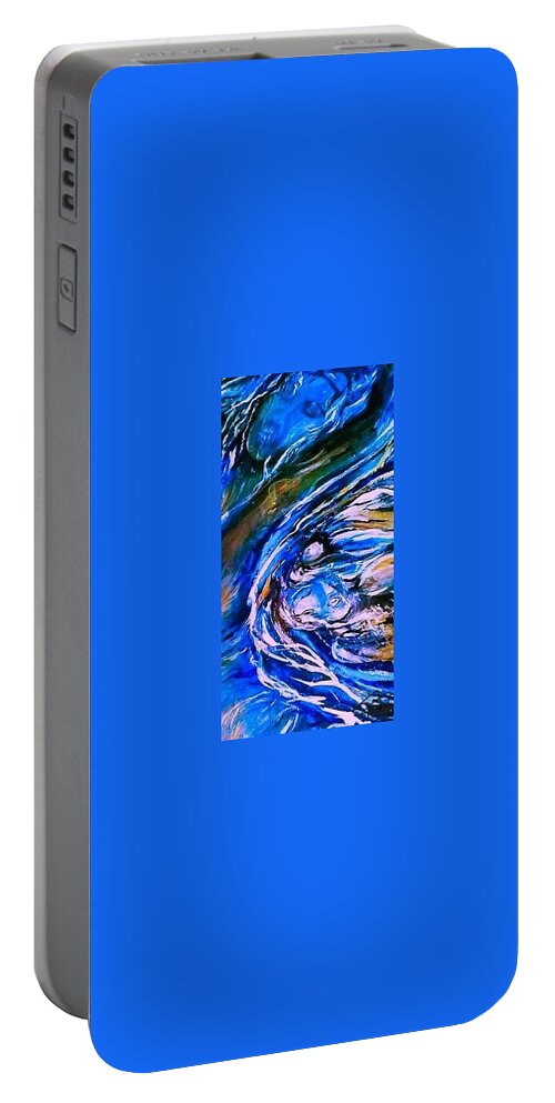 Portraits Portable Battery Charger featuring the painting Blue #1 by Dawn Caravetta Fisher