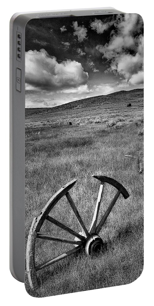 Bodie Portable Battery Charger featuring the photograph Bodie Ghost Town Wheel #1 by Jon Glaser