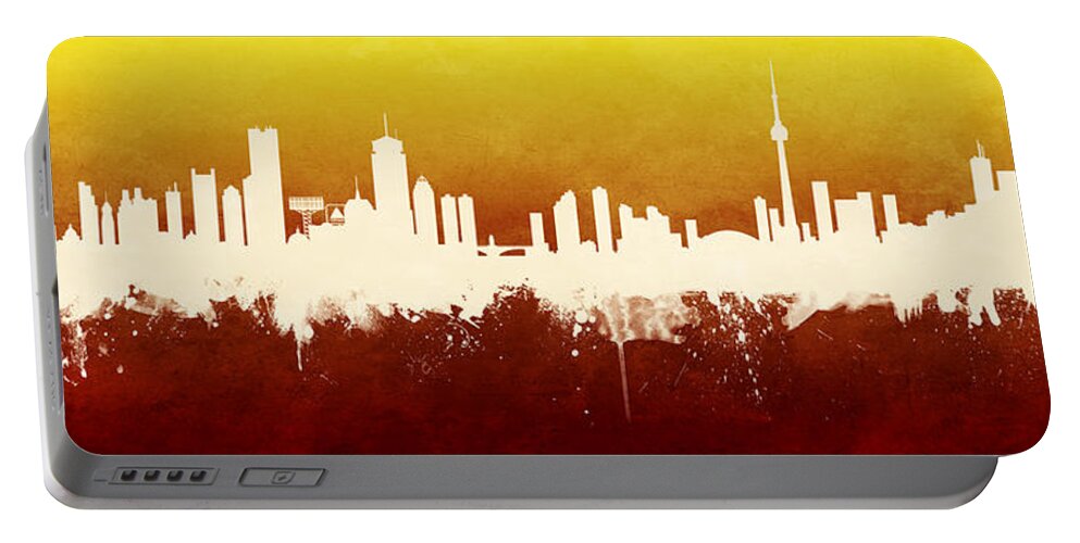 Boston Portable Battery Charger featuring the digital art Boston and Toronto Skyline Mashup #1 by Michael Tompsett