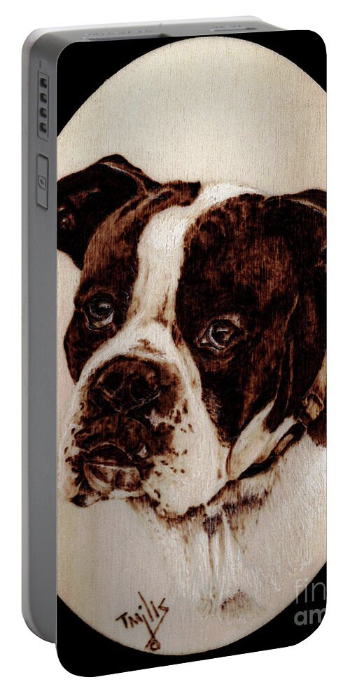 Dog Portable Battery Charger featuring the pyrography Boxer Dog #1 by Terri Mills