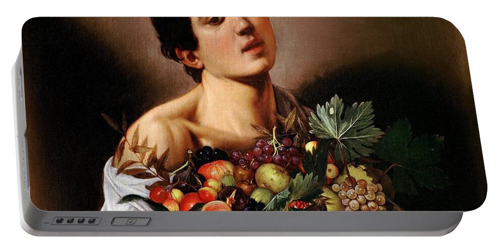 Youn Boy Portable Battery Charger featuring the painting Boy With Basket of Fruit #1 by Caravaggio