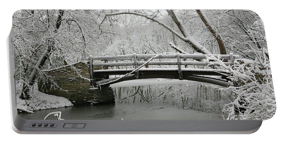 Bridge Portable Battery Charger featuring the photograph Bridge in Winter #1 by Timothy Johnson