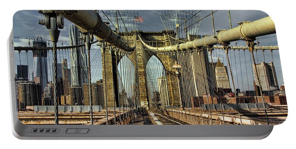 Nyc Portable Battery Charger featuring the photograph Brooklyn Bridge NYC #1 by Chuck Kuhn