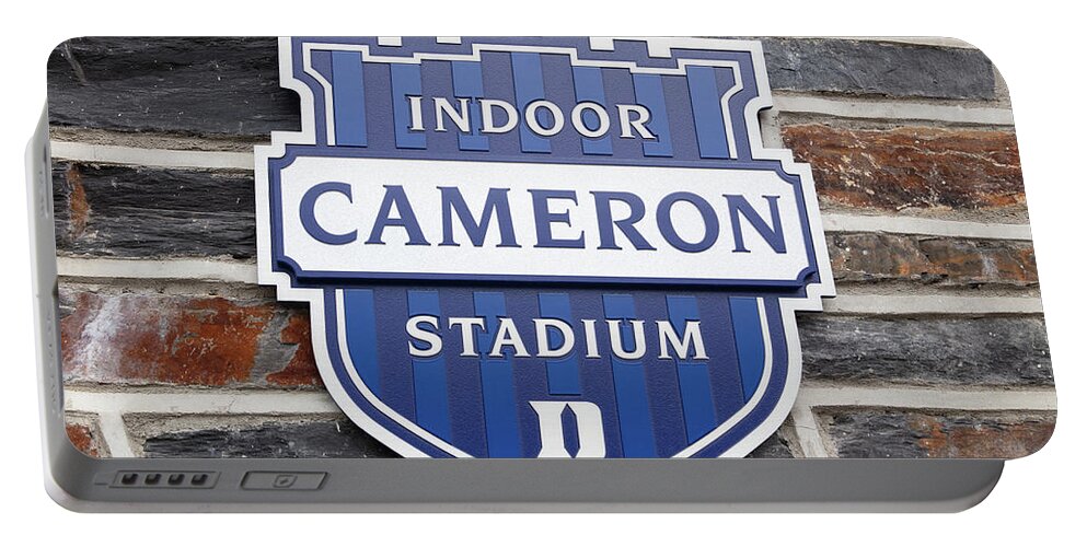 Duke Basketball Portable Battery Charger featuring the photograph Cameron Indoor Stadium sign at Duke University #1 by Eldon McGraw