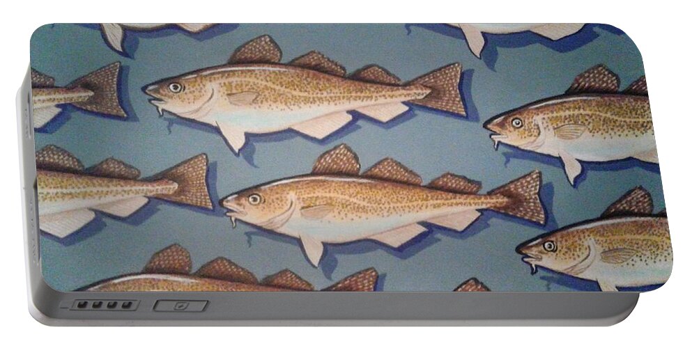 Cape Cod Portable Battery Charger featuring the painting Cape Cod Cod Fish by James RODERICK