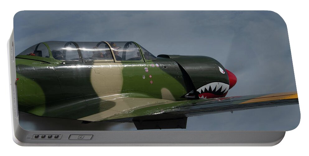 Airplane Portable Battery Charger featuring the photograph CJ6 in Flight #2 by Carolyn Hutchins