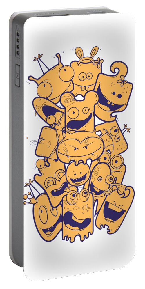 Halloween Portable Battery Charger featuring the digital art Cute Monsters #1 by Jacob Zelazny