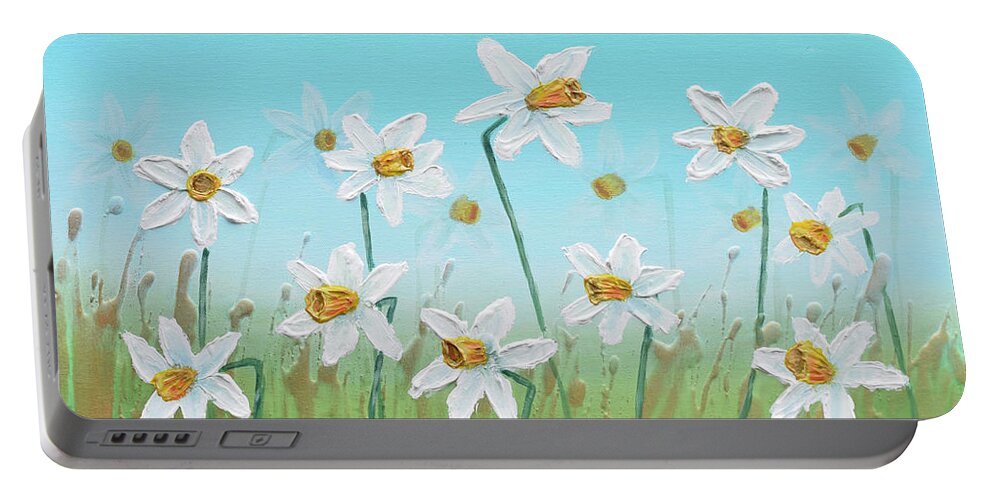 Daffodils Portable Battery Charger featuring the painting Daffodils by Amanda Dagg