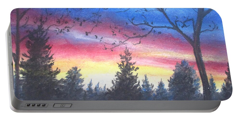 Sunset Portable Battery Charger featuring the painting Fated Dream by Jen Shearer
