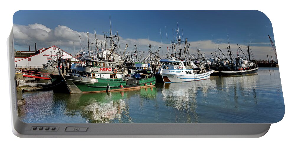 Alex Lyubar Portable Battery Charger featuring the photograph Fishing Boats at the Marina #2 by Alex Lyubar