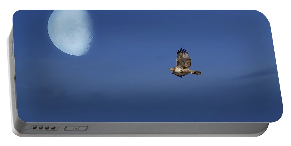 Raptor Portable Battery Charger featuring the photograph Fly Me To the Moon #1 by Robert Harris