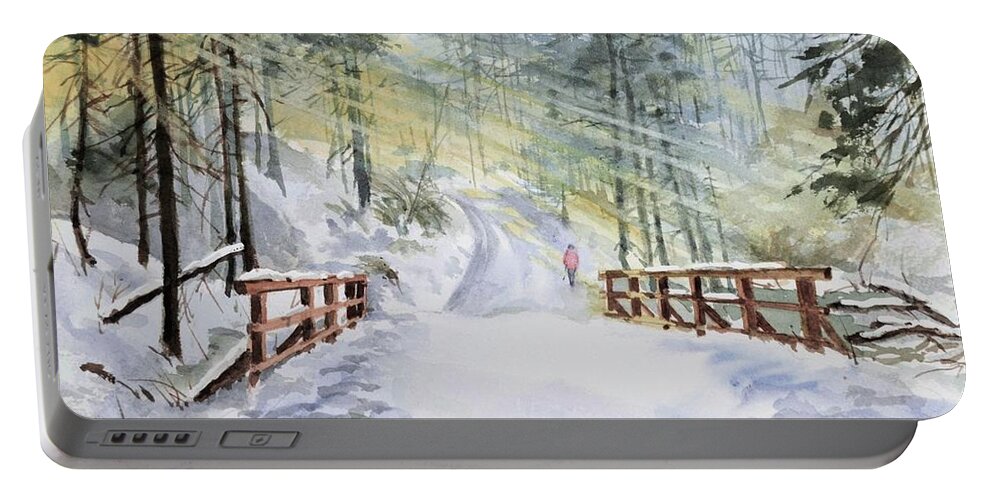 Winter Portable Battery Charger featuring the painting For love of winter #6 #1 by Betty M M Wong