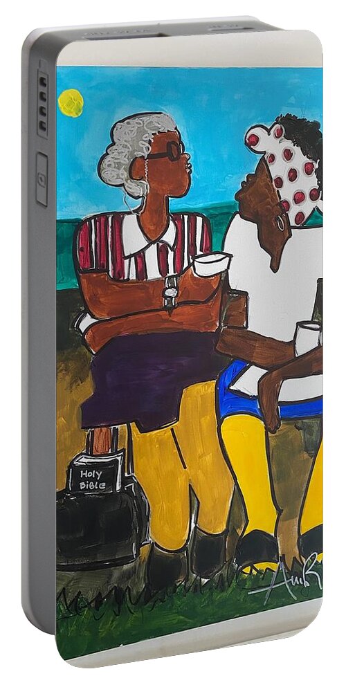  Portable Battery Charger featuring the painting Friends by Angie ONeal