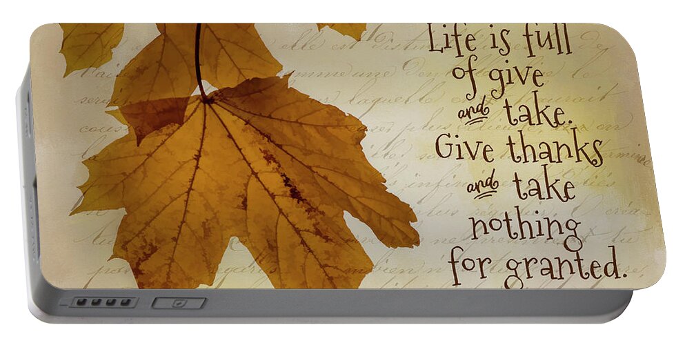 Autumn Portable Battery Charger featuring the photograph Give Thanks #1 by Cathy Kovarik