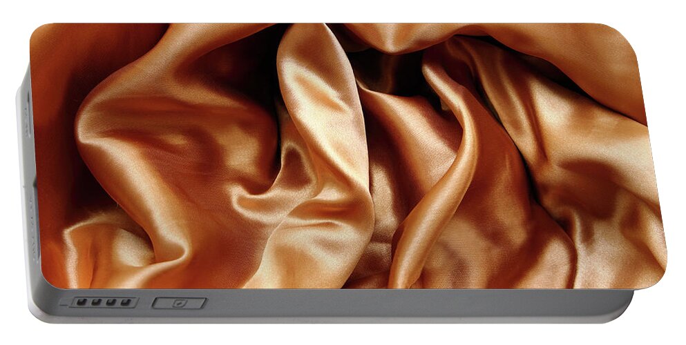 Background Portable Battery Charger featuring the relief Gold Crumpled Silk Fabric #1 by Mikhail Kokhanchikov