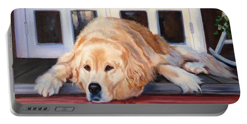 Dog Portable Battery Charger featuring the painting Golden Retriever #1 by Judy Rixom