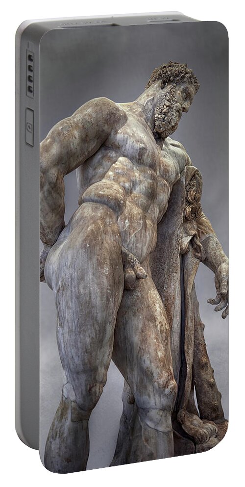 End Of 2nd Century Beginning Of 3rd Century Ad Roman Marble Sculpture Of Hercules At Rest Copied From The Second Half Of The 4th Century Bc Hellanistic Greek Original Portable Battery Charger featuring the photograph Hercules Roman Statue - Naples Museum of Archaeology Italy by Paul E Williams