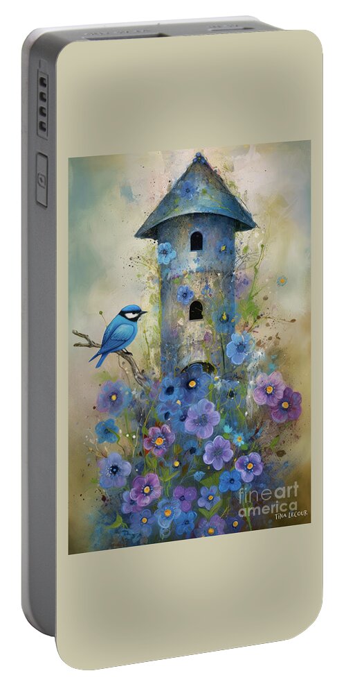 Bluebird Portable Battery Charger featuring the painting Home Is Where The Heart Is Bluebird by Tina LeCour