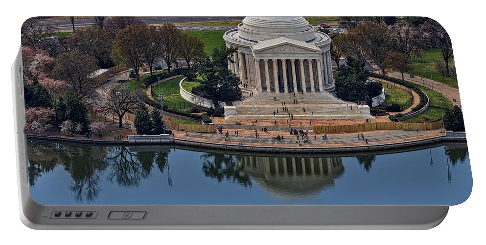 Washington Dc Portable Battery Charger featuring the photograph Jefferson Memorial Aerial #3 by Susan Candelario