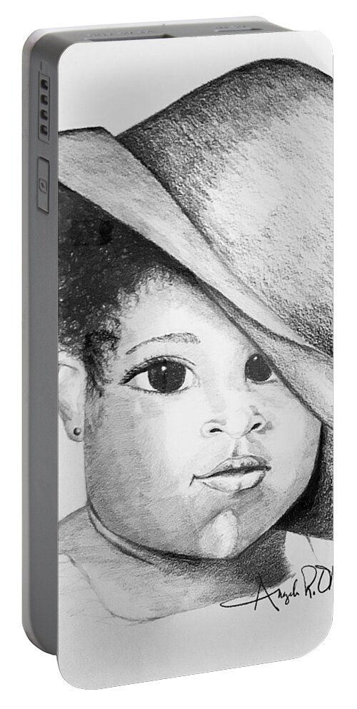  Portable Battery Charger featuring the drawing Lady #1 by Angie ONeal