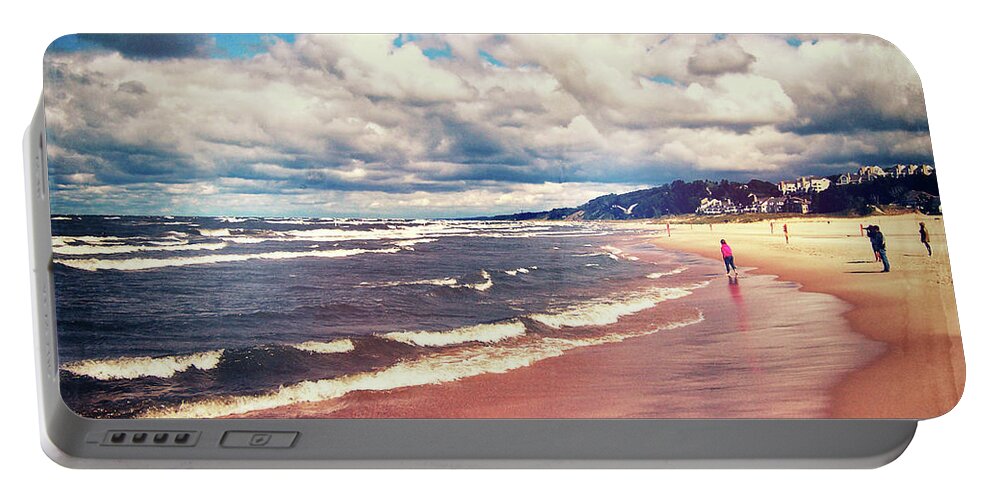 Lake Michigan Portable Battery Charger featuring the photograph Lake Michigan Beach #1 by Phil Perkins