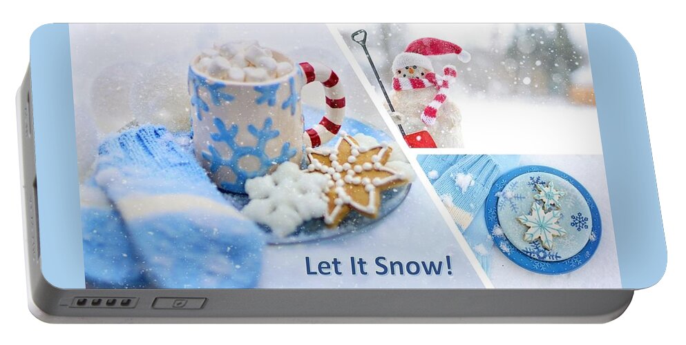 Snow Portable Battery Charger featuring the photograph Let It Snow in Blue Tones by Nancy Ayanna Wyatt