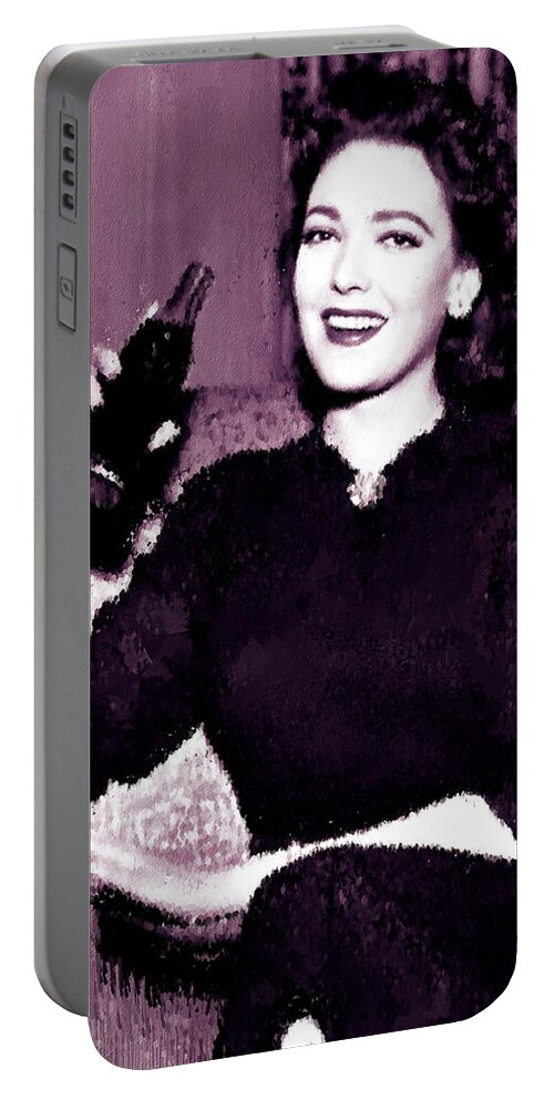 Linda Portable Battery Charger featuring the painting Linda Darnell #2 by Gradify Creations