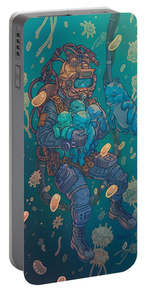Scifi Portable Battery Charger featuring the digital art Litter by EvanArt - Evan Miller