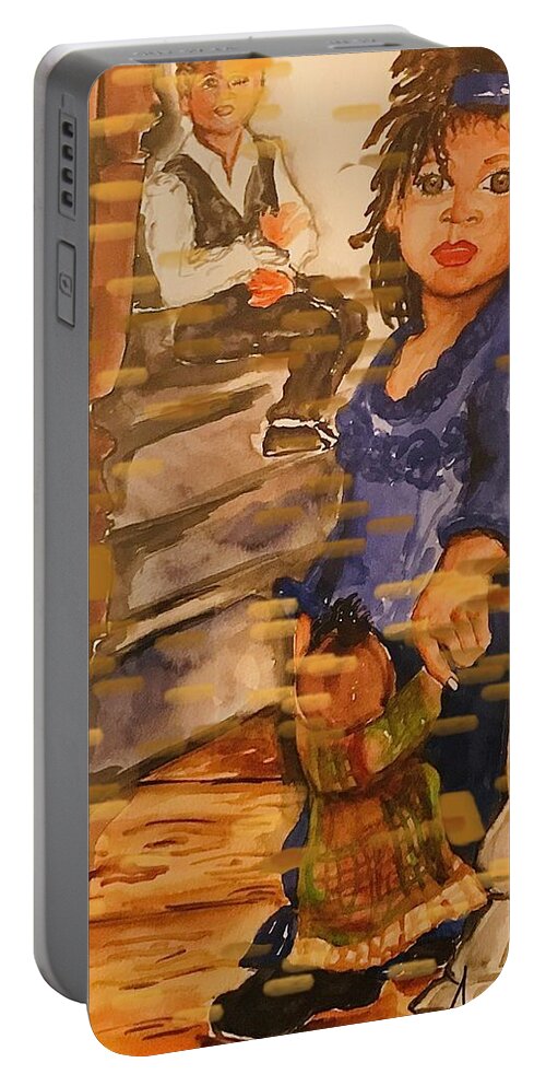  Portable Battery Charger featuring the painting Little Girl by Angie ONeal