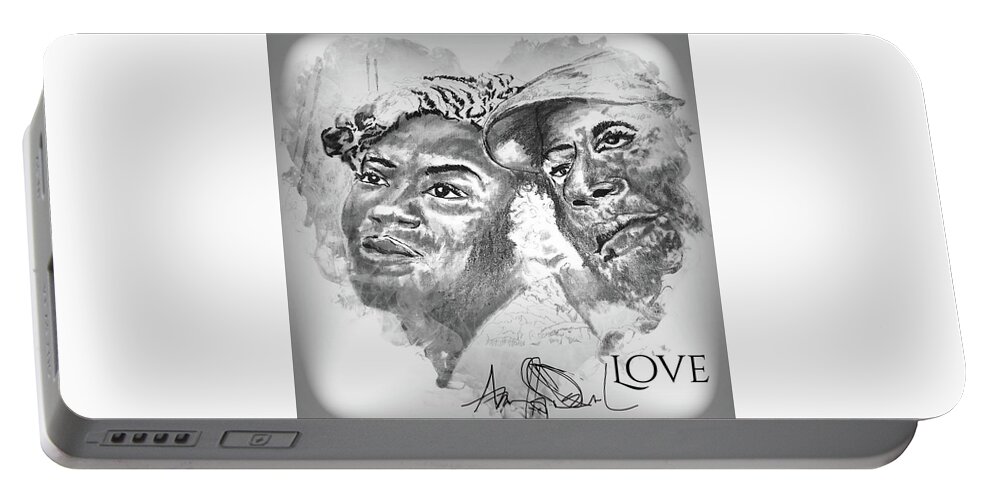  Portable Battery Charger featuring the drawing Love by Angie ONeal