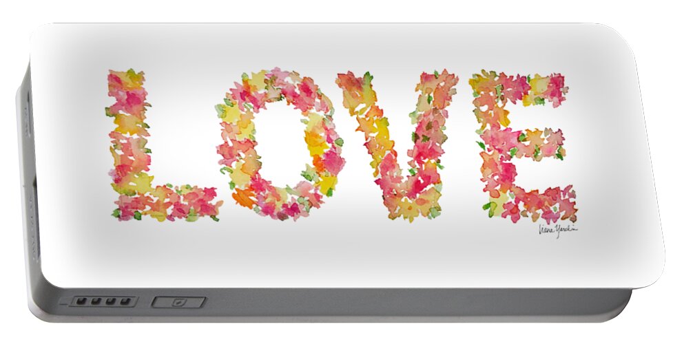 Wedding Portable Battery Charger featuring the painting Love - Flower letters #1 by Liana Yarckin