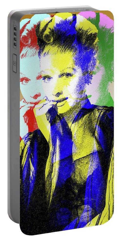 Lucy Portable Battery Charger featuring the digital art Lucille Ball #1 by Movie World Posters