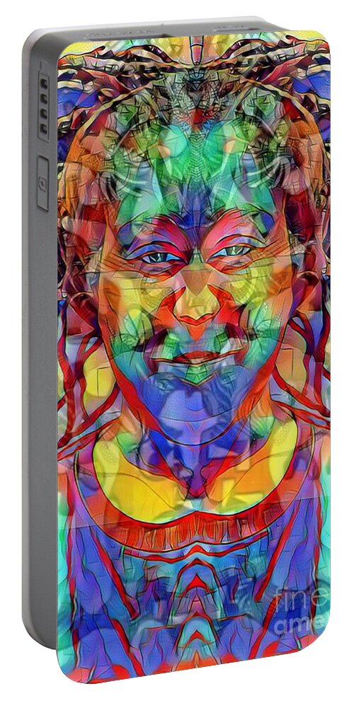  Portable Battery Charger featuring the mixed media Madame #1 by Fania Simon
