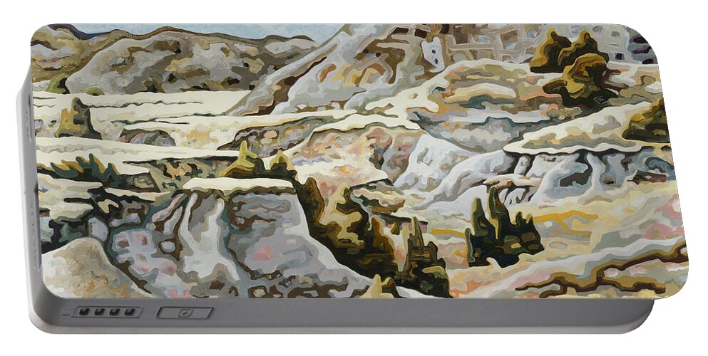 Dale Beckman Portable Battery Charger featuring the painting Makoshika State Park #1 #1 by Dale Beckman