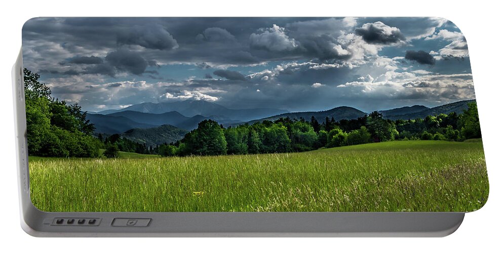 Alps Alpine Portable Battery Charger featuring the photograph Mountains Of Alps And Rural Landscape In Austria by Andreas Berthold