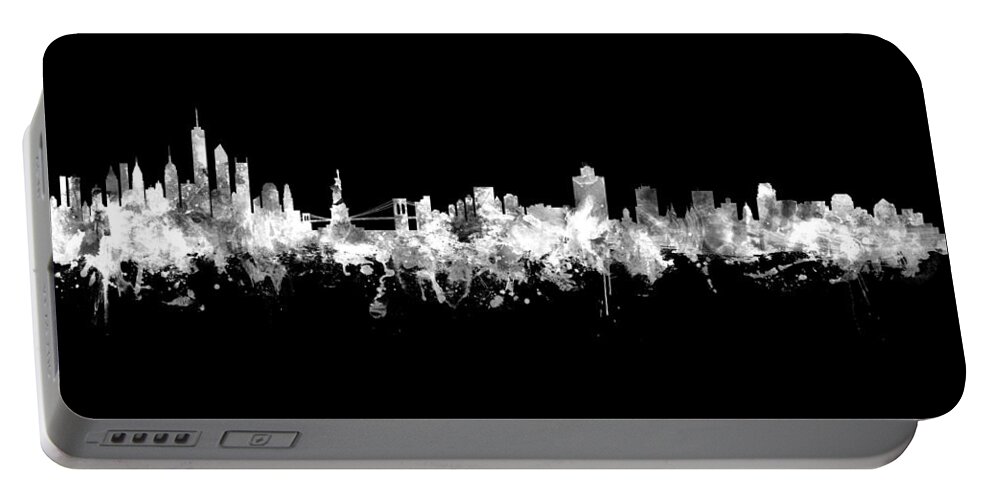 New York Portable Battery Charger featuring the digital art New York City and Salt Lake City Skylines Mashup by Michael Tompsett