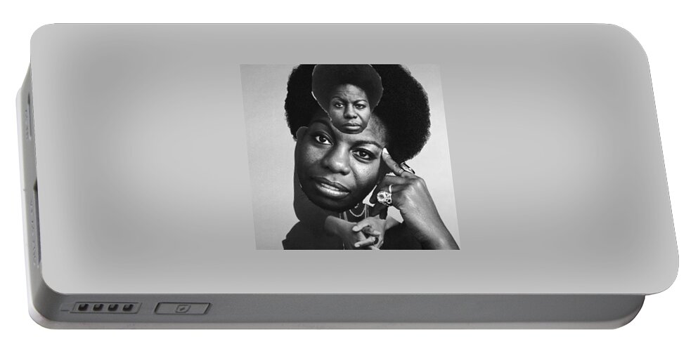 Nina Simone Portable Battery Charger featuring the digital art Nina #2 by Corey Wynn
