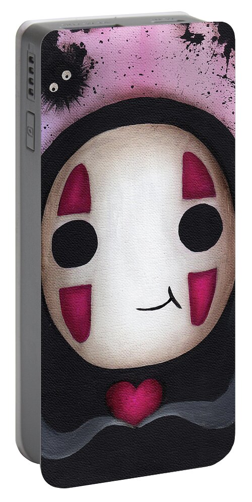 No Face Portable Battery Charger featuring the painting No Face with a heart by Abril Andrade
