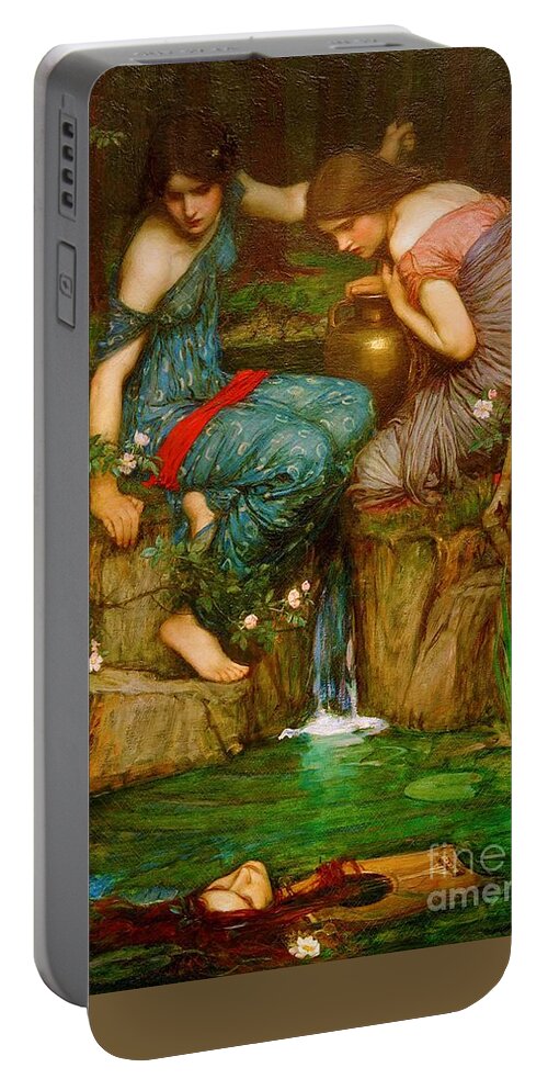 John William Waterhouse Portable Battery Charger featuring the painting Nymphs Finding the Head of Orpheus - 1905 by John William Waterhouse