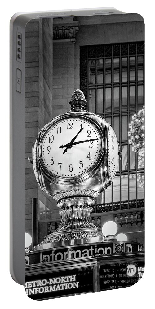 Grand Central Terminal Portable Battery Charger featuring the photograph Opal Clock Grand Central Terminal #2 by Susan Candelario