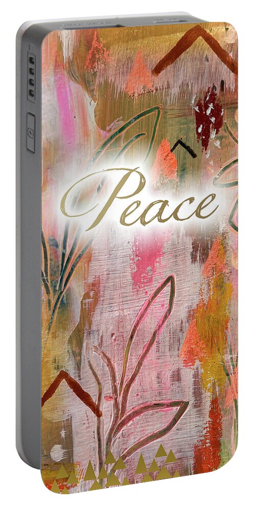 Peace Portable Battery Charger featuring the mixed media Peace by Claudia Schoen